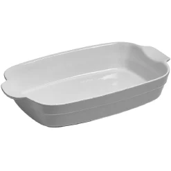 Gifi Plat à four rectangulaire avec poignées gris et blanc en grès émaillé