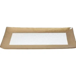 Gifi Plat à servir rectangulaire transparent et doré