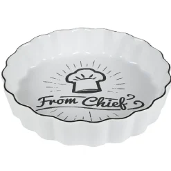 Gifi Plat à tarte blanc motif toque noire "From Chief"