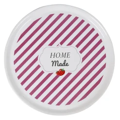 Gifi Plat à tarte céramique blanc rayure rouge