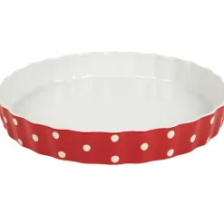 Gifi Plat à tarte rouge à pois blancs