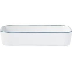 Gifi Plat cuisson rectangulaire blanc bordure bleue 1L et 2L x2