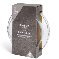 Gifi Plat en verre borosilicate x2 - Ø22,6cm et Ø27cm