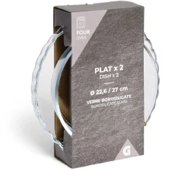 Gifi Plat en verre borosilicate x2 - Ø22,6cm et Ø27cm