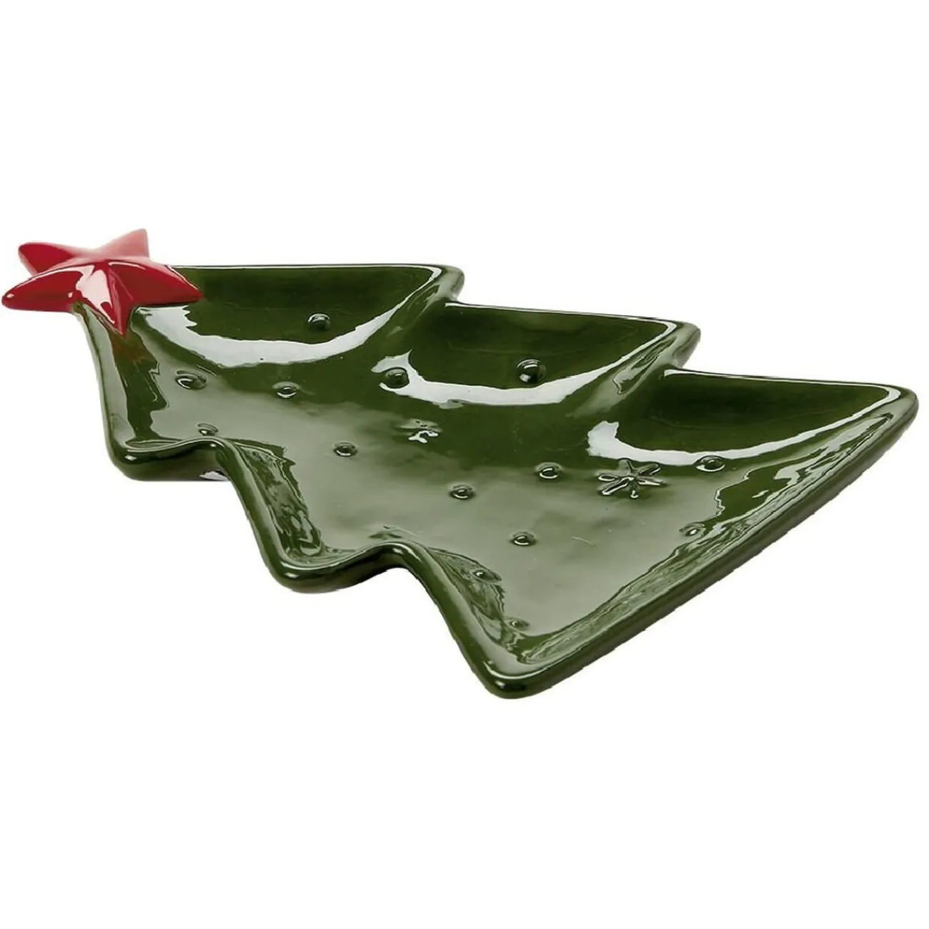 Gifi Plat service sapin en céramique vert