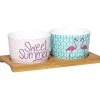 Gifi Plateau + 2 coupelles apéritif motif flamant rose