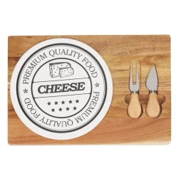 Gifi Plateau à fromage avec 2 couteaux intégrés