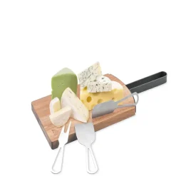 Gifi Plateau à fromage en bois avec 3 ustensiles inox 16x39cm