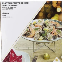 Gifi Plateau à huîtres et fruits de mer avec support inox