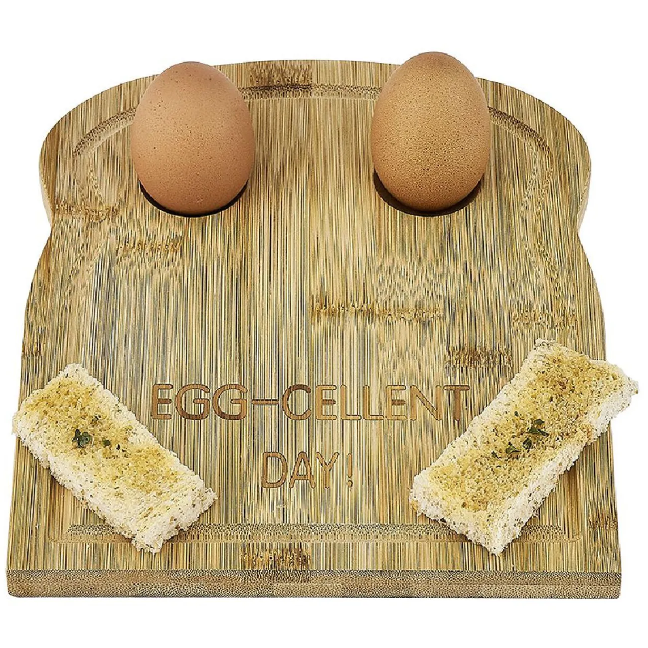 Gifi Plateau avec 2 emplacements à oeufs en bambou 24x20cm