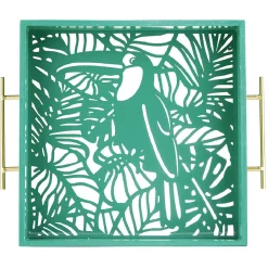 Gifi Plateau avec motif tropicaux découpe et fond en verre