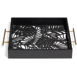 Gifi Plateau avec motif tropical ajouré et fond en verre