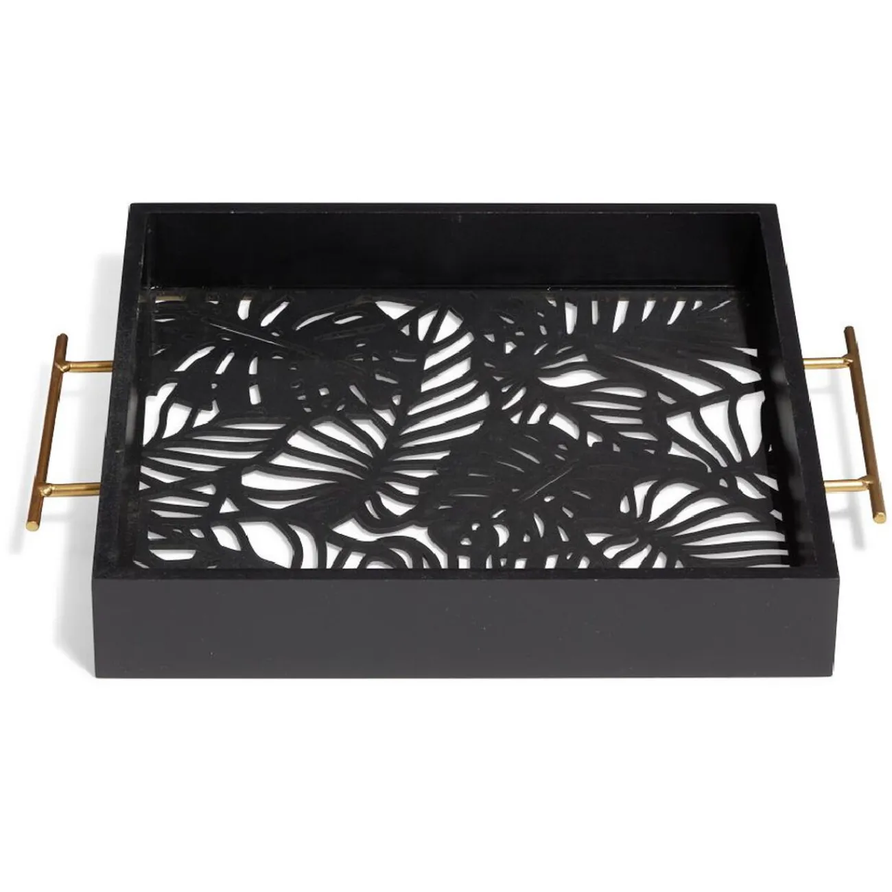 Gifi Plateau avec motif tropical ajouré et fond en verre