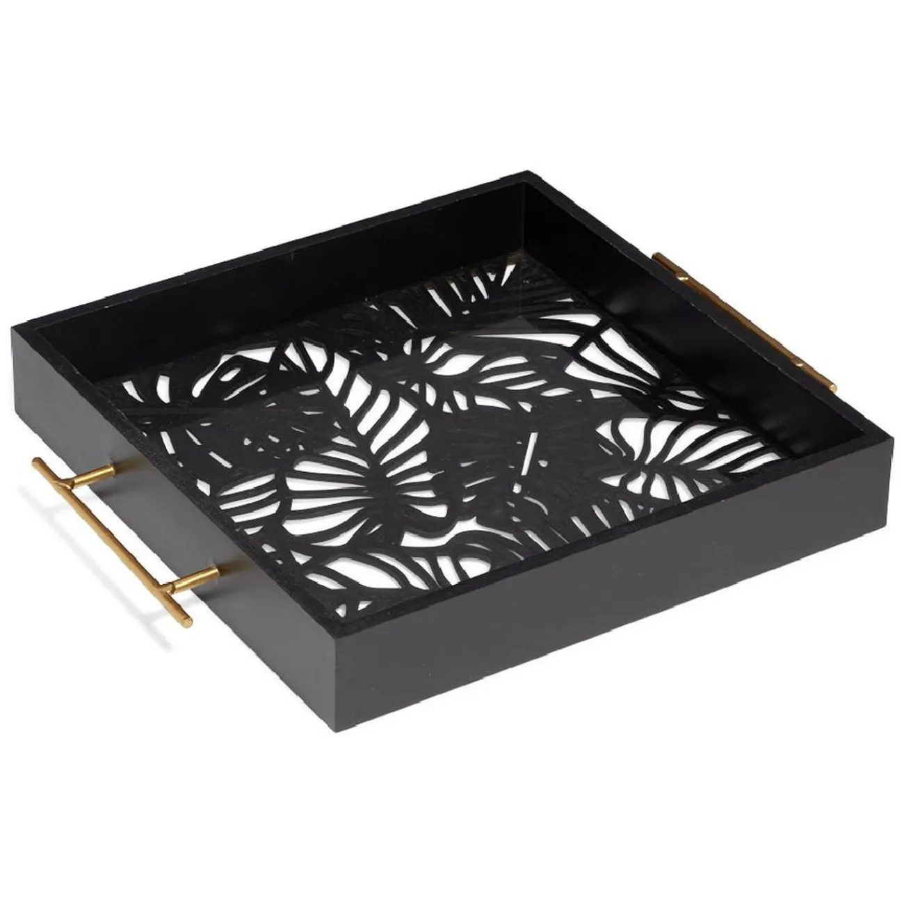 Gifi Plateau avec motif tropical ajouré et fond en verre