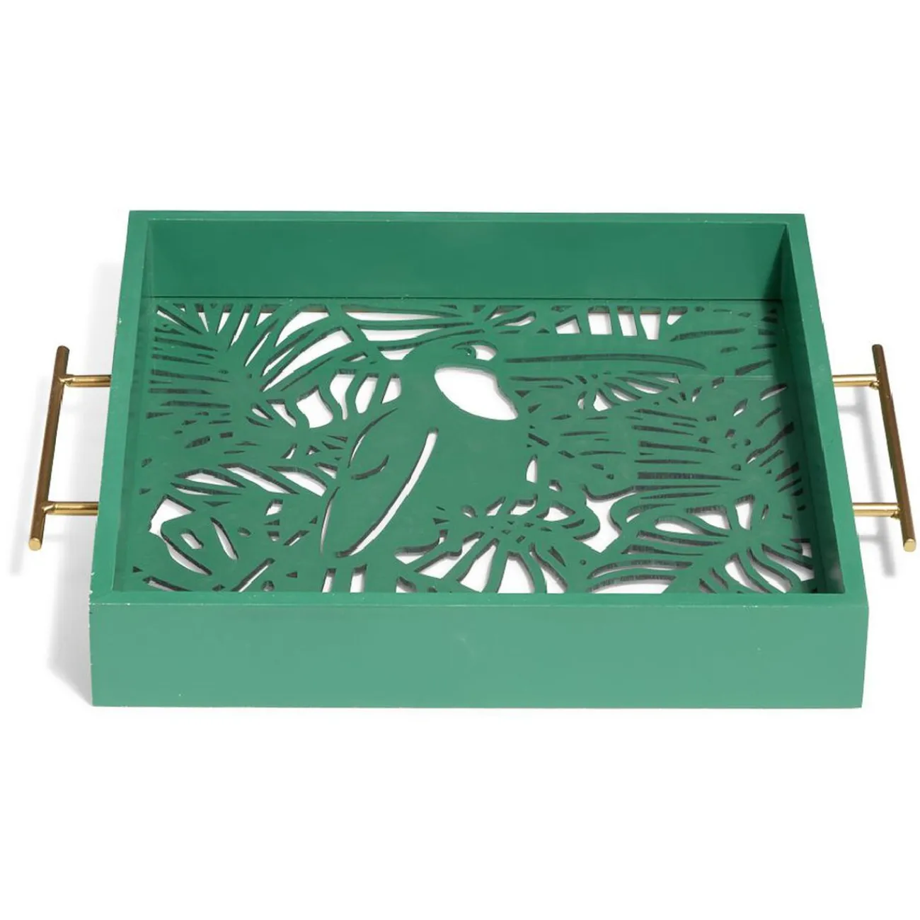 Gifi Plateau avec motif tropical ajouré et fond en verre