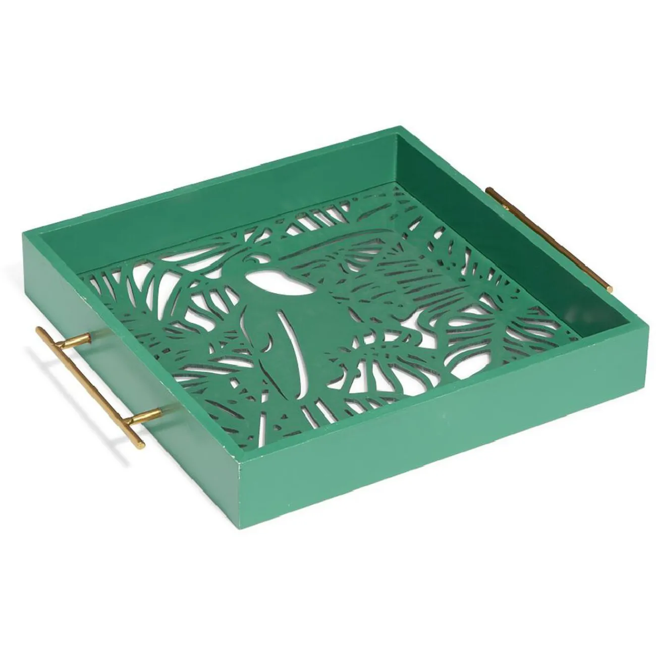 Gifi Plateau avec motif tropical ajouré et fond en verre