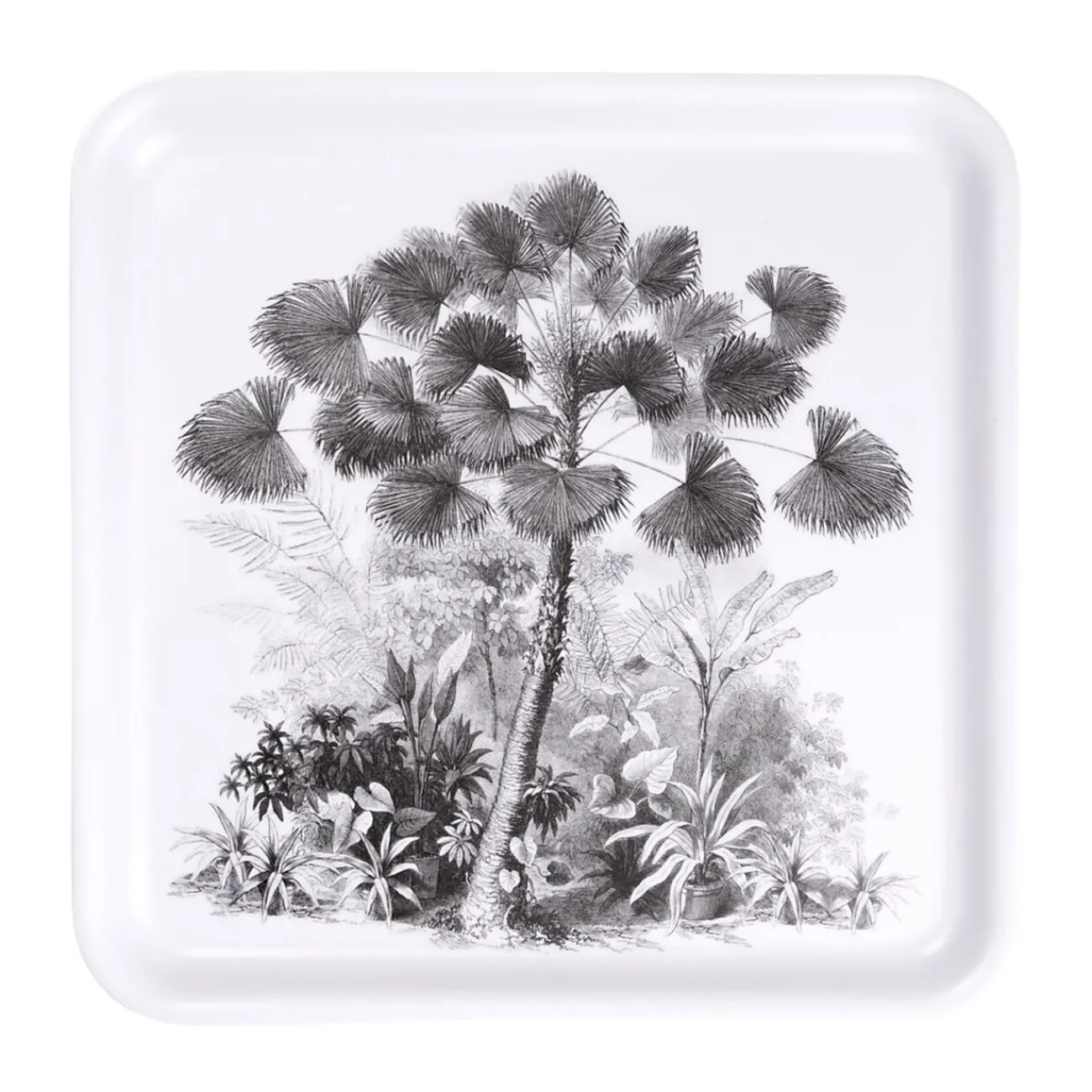 Gifi Plateau carré mélaminé motif arbre gris et blanc 33x33cm