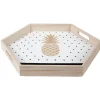Gifi Plateau déco ananas or et pois noirs
