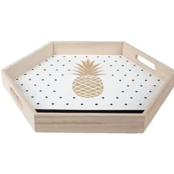 Gifi Plateau déco ananas or et pois noirs