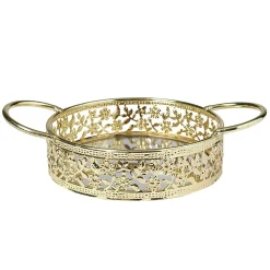 Gifi Plateau déco dorée fond en verre avec poignées