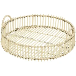 Gifi Plateau déco rond en bambou et métal