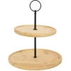 Gifi Plateau de présentation 2 niveaux en bambou et fer Ø16,5xH21,5cm
