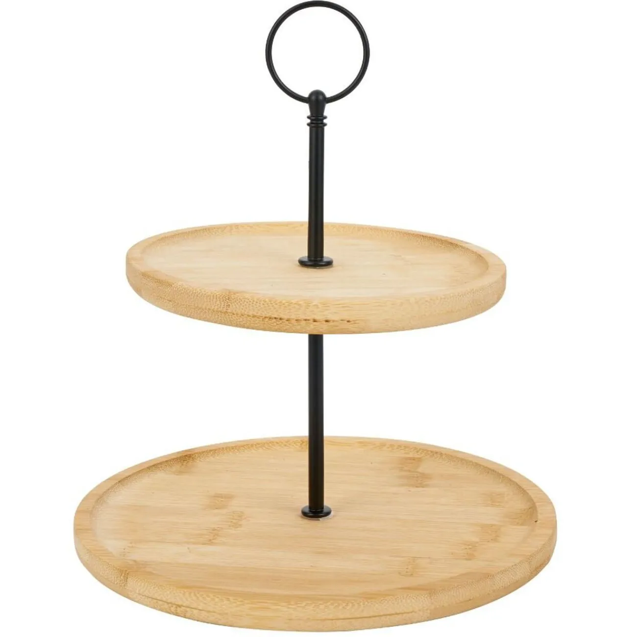 Gifi Plateau de présentation 2 niveaux en bambou et fer Ø16,5xH21,5cm