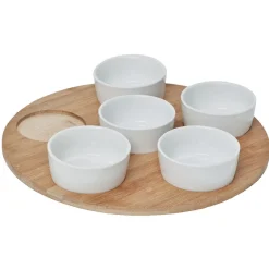 Gifi Plateau de service avec 6 coupelles blanches
