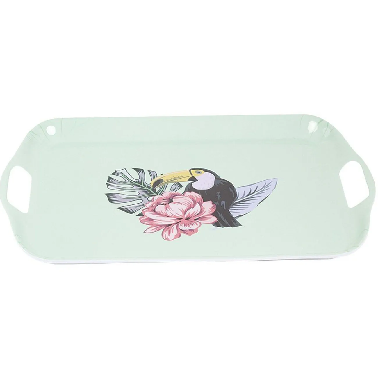 Gifi Plateau de service bleu motif oiseau tropical