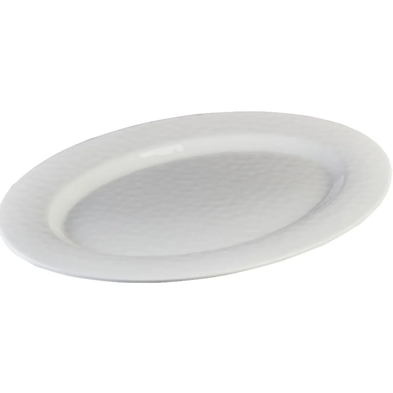 Gifi Plateau de service ovale martelé blanc