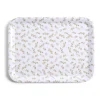 Gifi Plateau de service rectangulaire mélaminé blanc motif feuillage doré 21x28cm