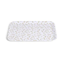 Gifi Plateau de service rectangulaire mélaminé blanc motif feuillage doré 21x28cm