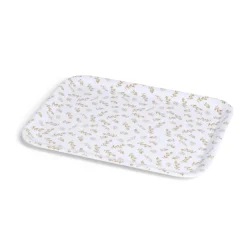 Gifi Plateau de service rectangulaire mélaminé blanc motif feuillage doré 21x28cm