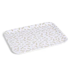 Gifi Plateau de service rectangulaire mélaminé blanc motif feuillage doré 21x28cm