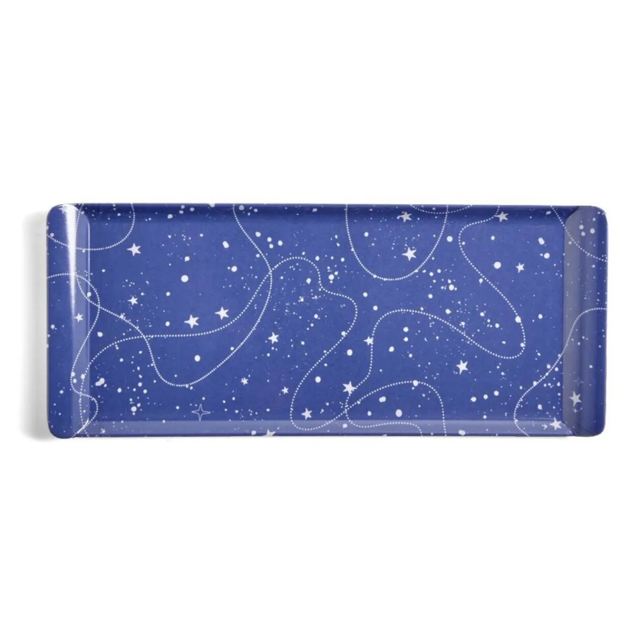 Gifi Plateau de service rectangulaire mélaminé bleu motif astral 18x37,5cm