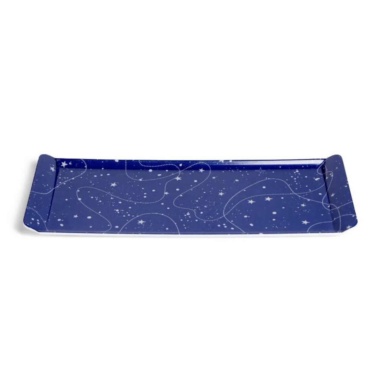 Gifi Plateau de service rectangulaire mélaminé bleu motif astral 18x37,5cm