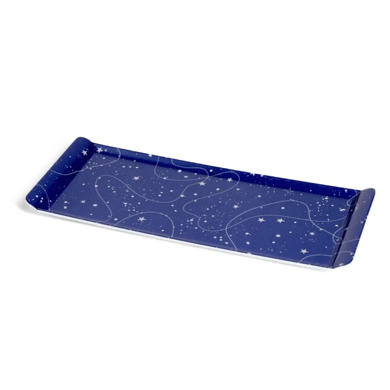 Gifi Plateau de service rectangulaire mélaminé bleu motif astral 18x37,5cm