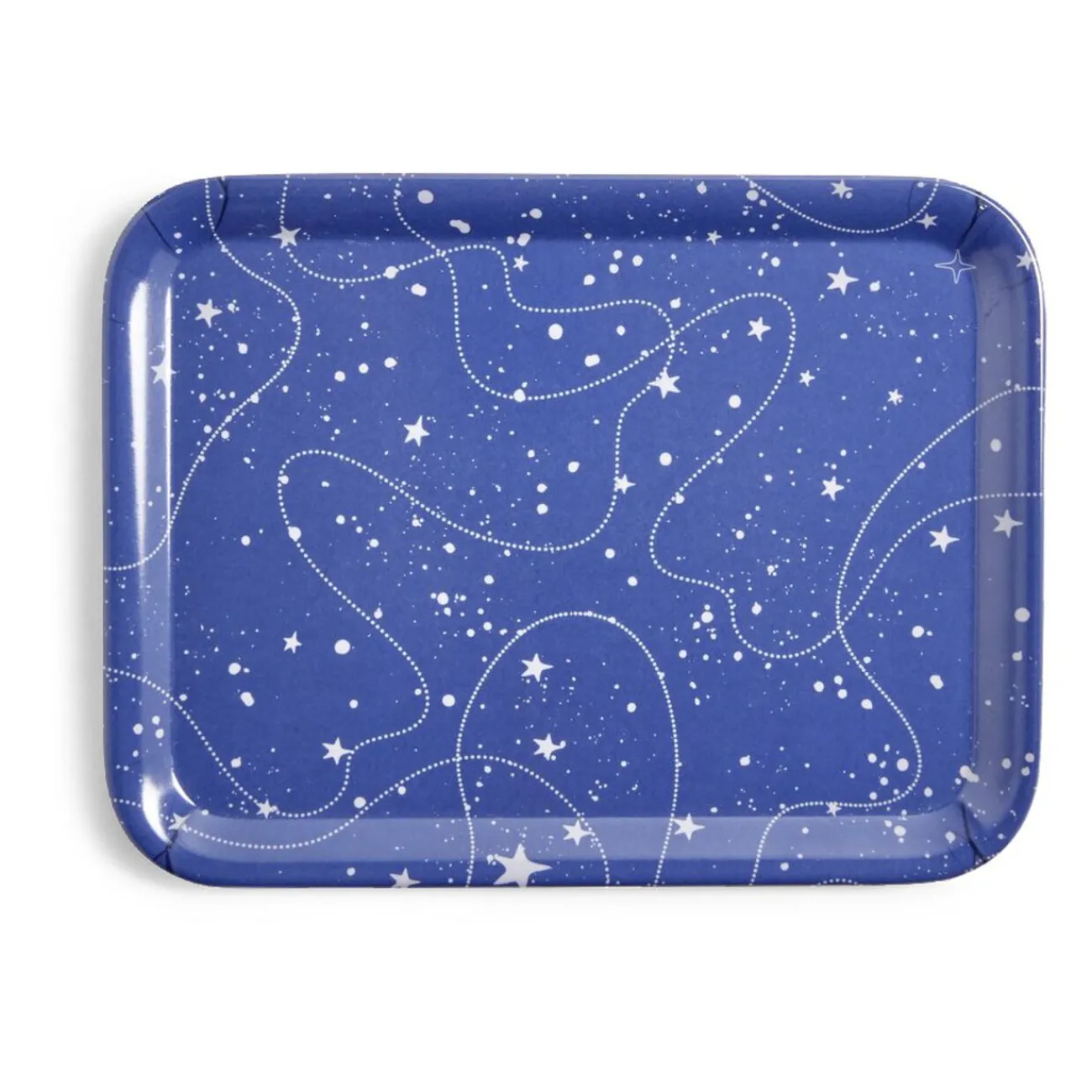Gifi Plateau de service rectangulaire mélaminé bleu motif astral 21,7x28,7cm