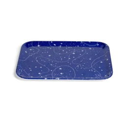 Gifi Plateau de service rectangulaire mélaminé bleu motif astral 21,7x28,7cm