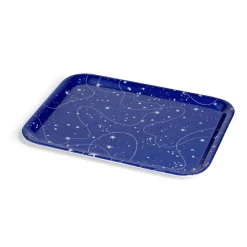 Gifi Plateau de service rectangulaire mélaminé bleu motif astral 21,7x28,7cm