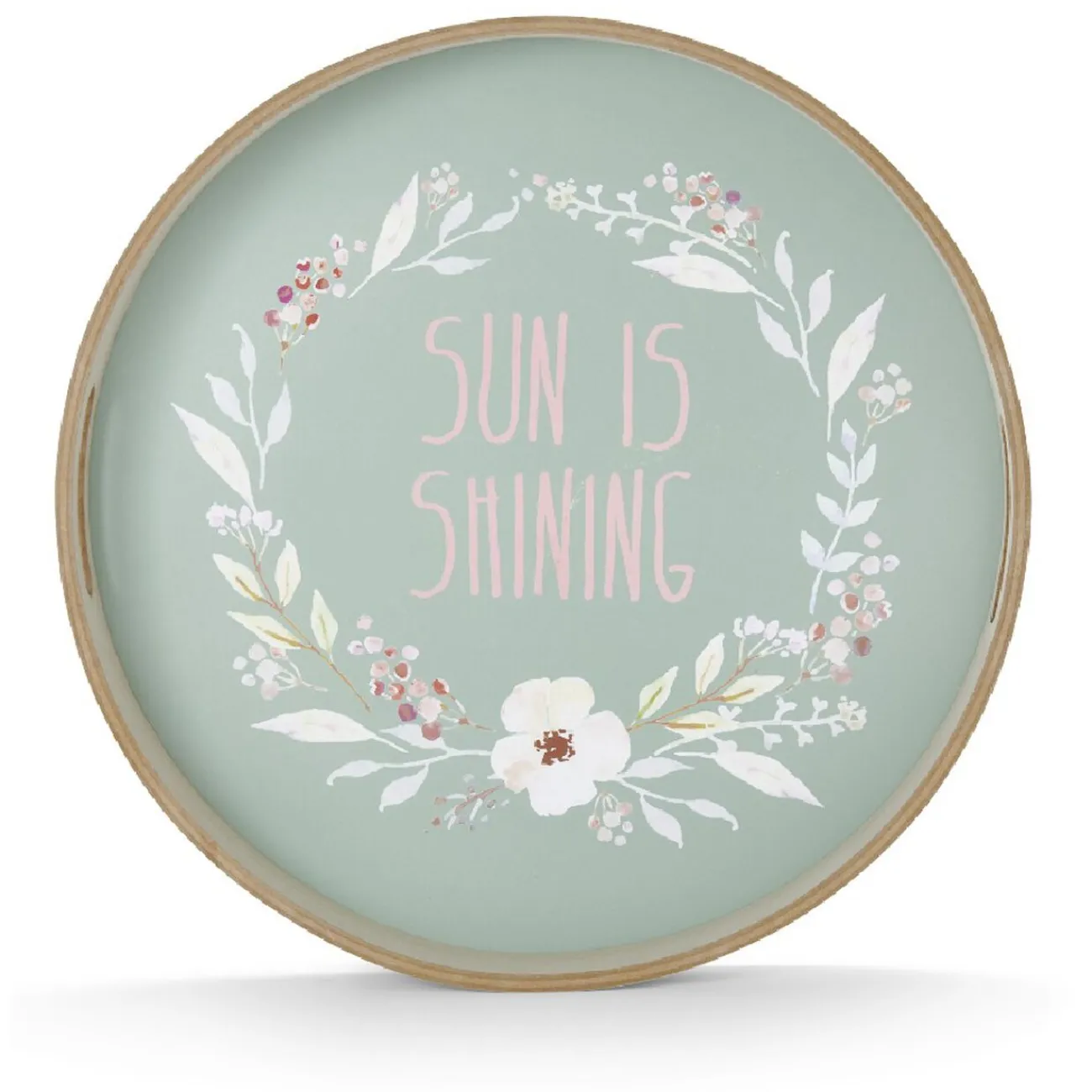 Gifi Plateau de service rond en bois Sun is shining