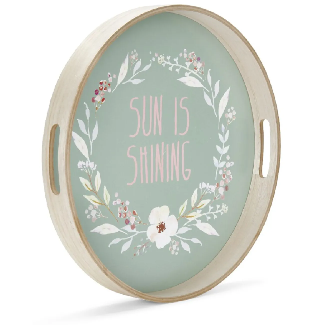 Gifi Plateau de service rond en bois Sun is shining