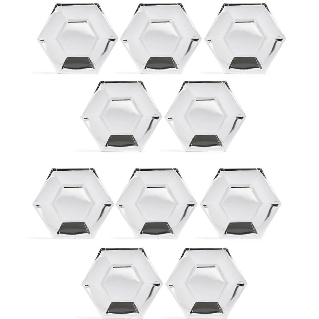 Gifi Plateau hexagonal carton argenté métallisé Ø26cm x10