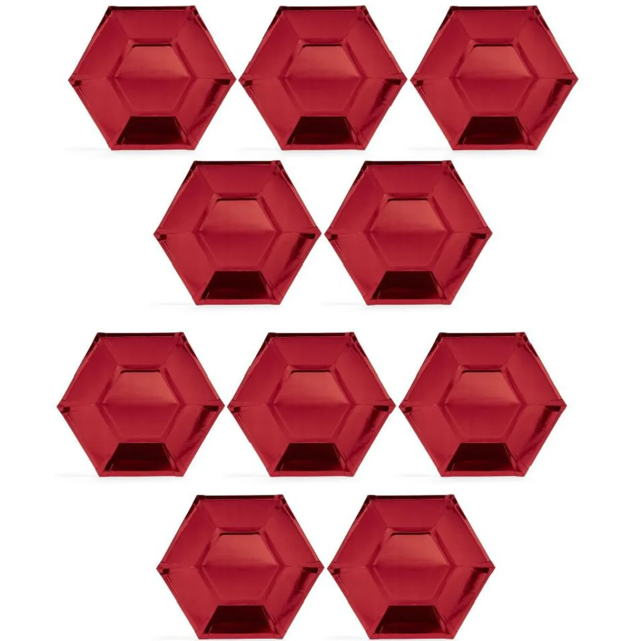Gifi Plateau hexagonal carton rouge métallisé Ø26cm x10