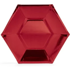 Gifi Plateau hexagonal carton rouge métallisé Ø26cm x10