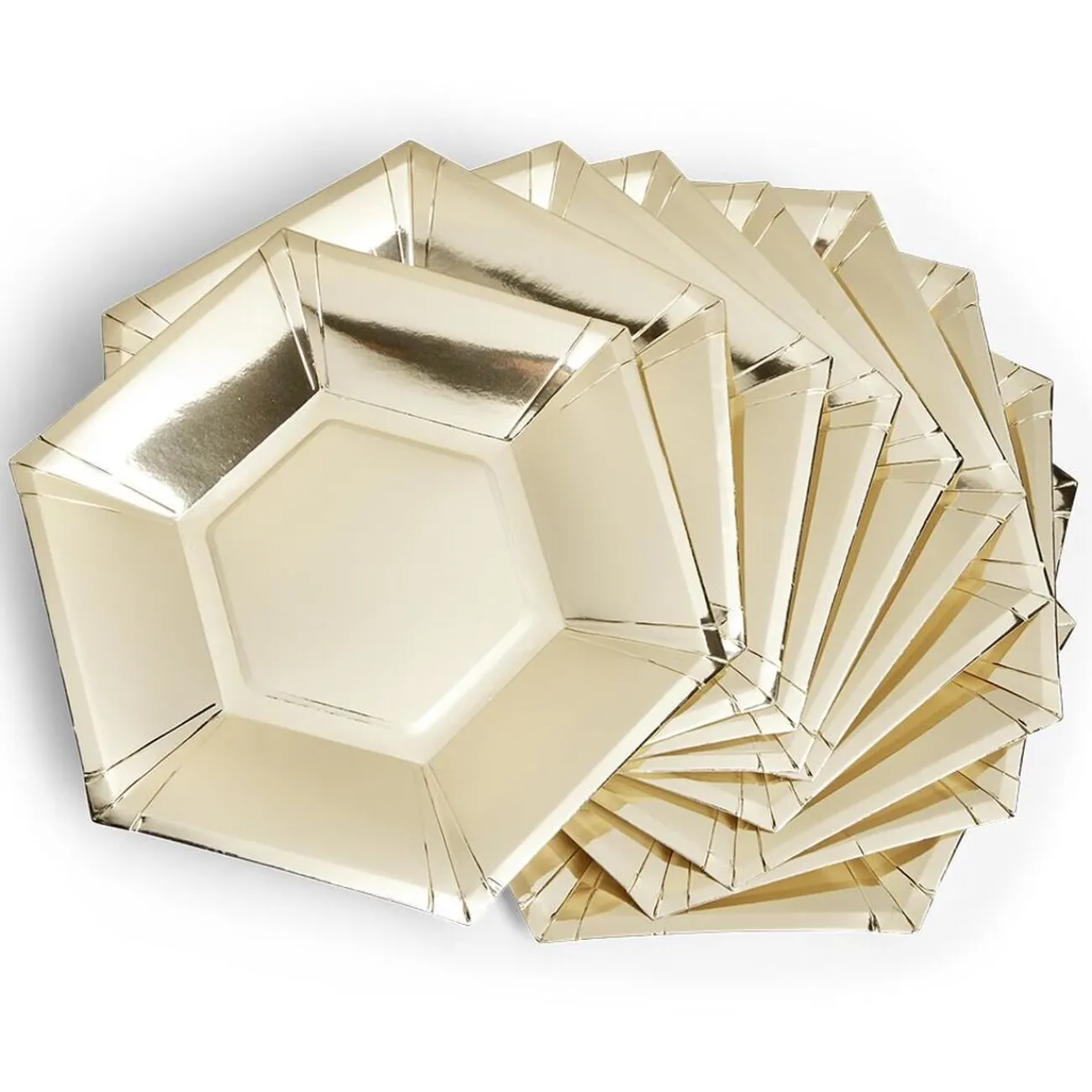 Gifi Plateau hexagonal carton doré métallisé Ø26cm x10