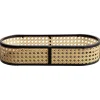 Gifi Plateau ovale cannage rotin naturel noir
