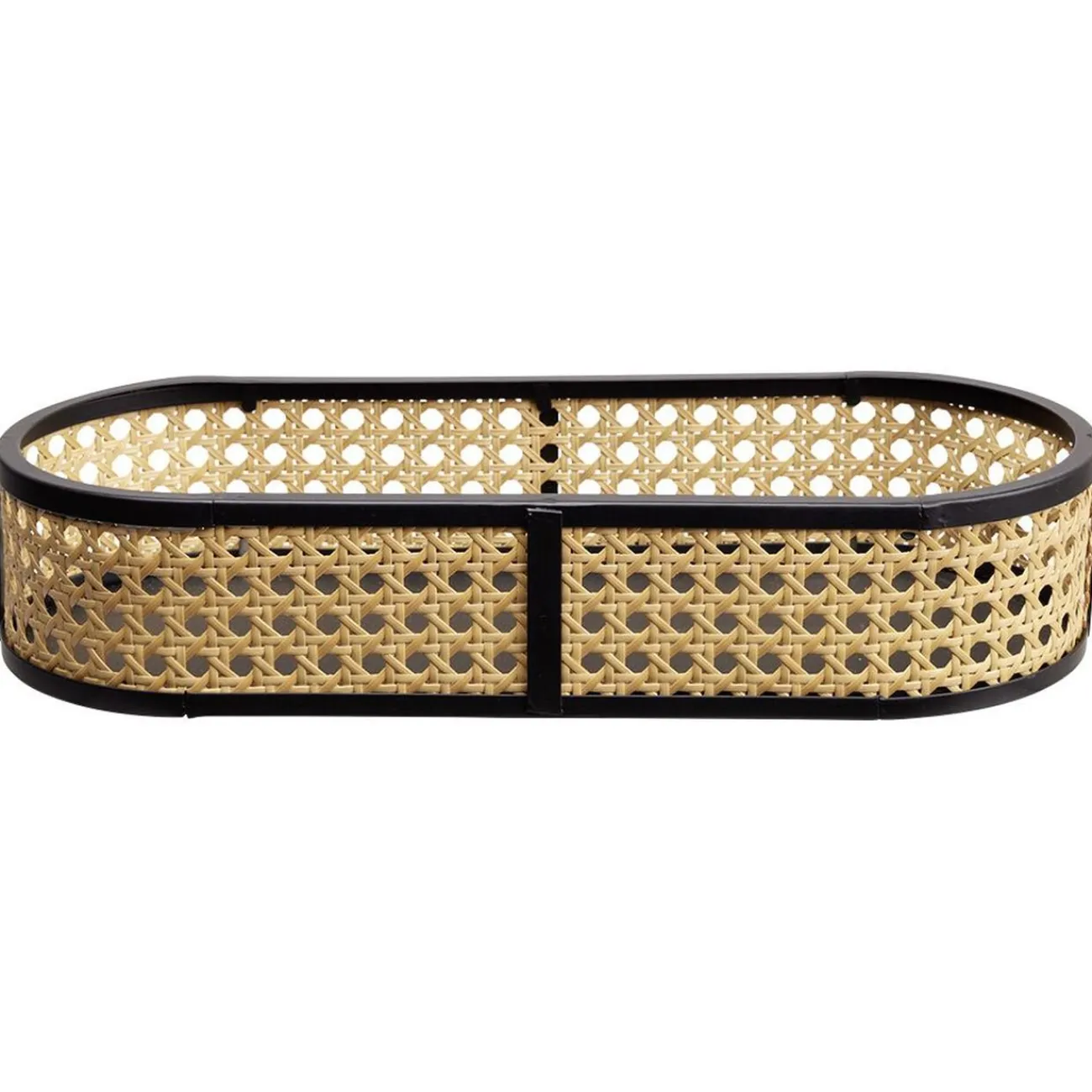 Gifi Plateau ovale cannage rotin naturel noir