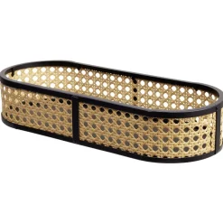 Gifi Plateau ovale cannage rotin naturel noir