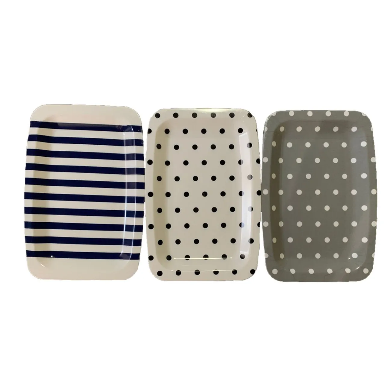 Gifi Plateau plastique rayé ou à pois 33x22xH1,5cm